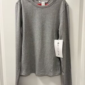 Athleta Signature Rib Crew Top in Gray